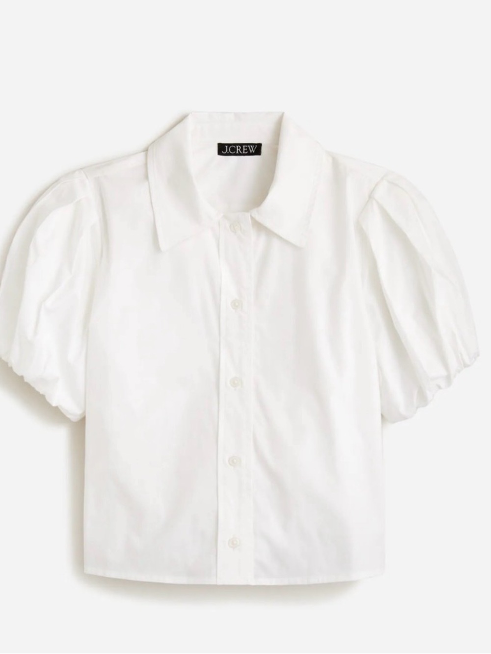 J. Crew Gamine Puff- Sleeve White Button-Up Shirt Women’s Size 8